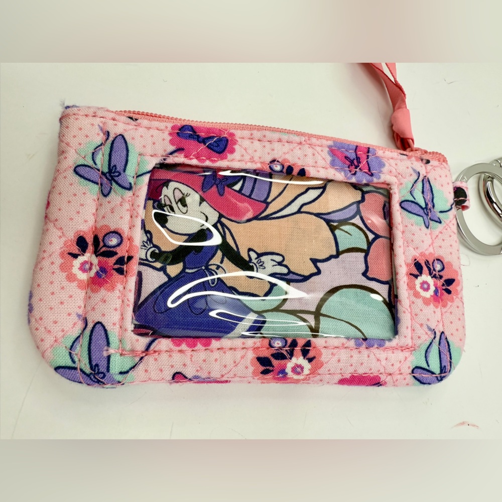 Vera Bradley Disney ID Holder Pink Bow MiniWallet Minnie Mouse Lanyard Key Chain - Picture 3 of 7